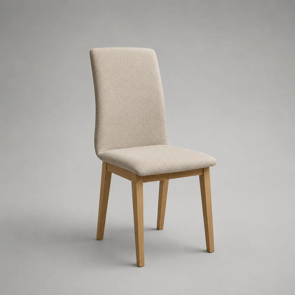 Sedia da pranzo 45x55x85 cm imbottita beige con gambe in legno naturale