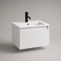 Mobile sottolavabo bagno rettangolare in MDF laccato bianco con lavabo in ceramica e miscelatore nero 60 x 40 x 40 cm