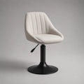 Sedia da pranzo girevole imbottita in tessuto poliestere beige crema con base rotonda in acciaio nero regolabile 57 x 60 x 80-94 cm