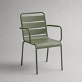 Sedia da giardino 55x60x85 cm acciaio verniciato verde oliva con braccioli e schienale a doghe